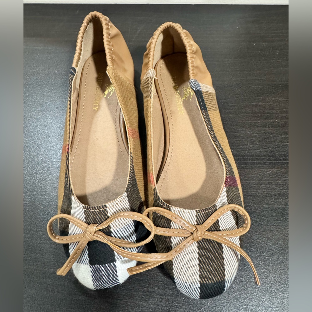 Burberry Checkered Tan Ballet Shoes
